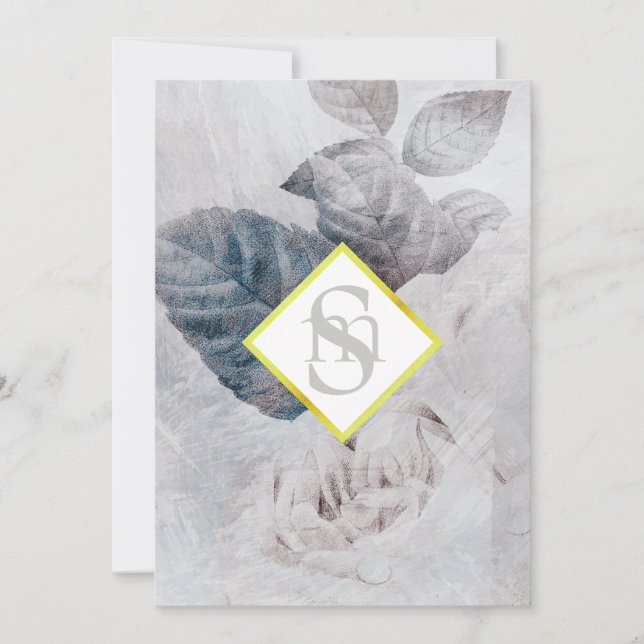 * Weißes Rose AR26 Blume Monogram QR UAWG Wedding Einladung (Vorderseite)