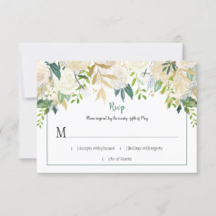 Weißes Rosen-Glitzer-Grün SAHNEUAWG   RSVP Karte