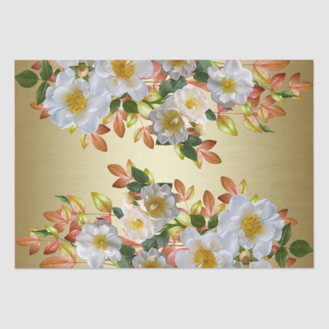 Weißes Roses Blumenzinnpapier Seidenpapier (Vorderseite)