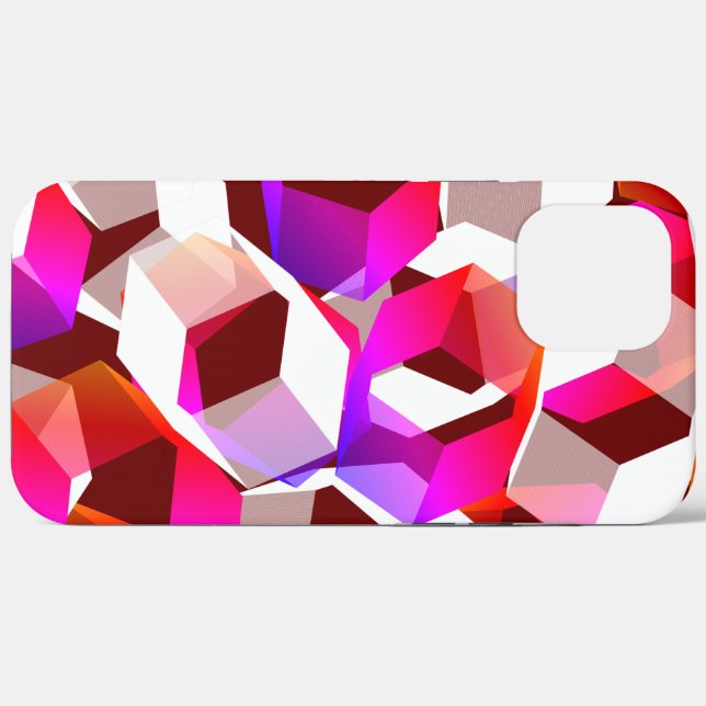 Weißes, rotes bis rosa Hexagon auf dunkelrotem Hin Case-Mate iPhone Hülle (Rückseite (Horizontal))