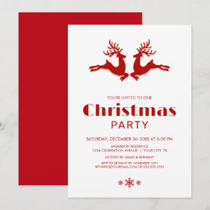 Weißes Rotes Hirsch Weihnachtsfest Party Einladung