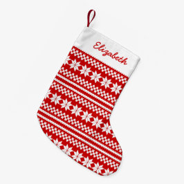 Weißes rotes nordisches kleiner weihnachtsstrumpf