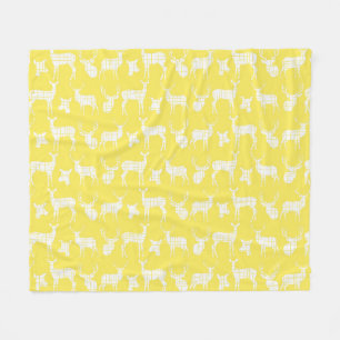 Weißes Rustikales Hirsch auf Gelbfleece-Blanket Fleecedecke