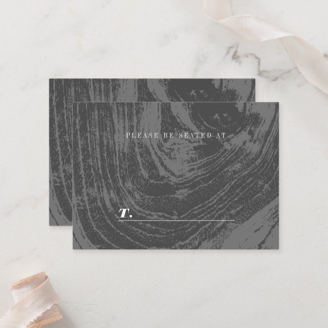 Weißes, rustikales Holz Textur Winter Hochzeit Platzkarte (Vorderseite/Rückseite Beispiel)