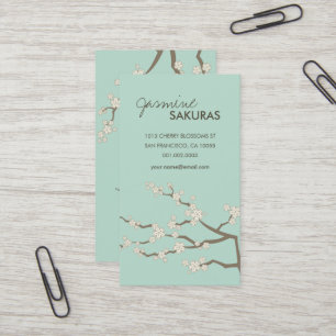 Weißes Sakura Orientalisches Kirschblüten Elegante Visitenkarte