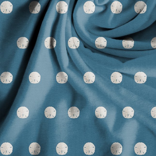 Weißes Sand Dollar Muster Navy Blue Fabric Stoff (Von Creator hochgeladen)