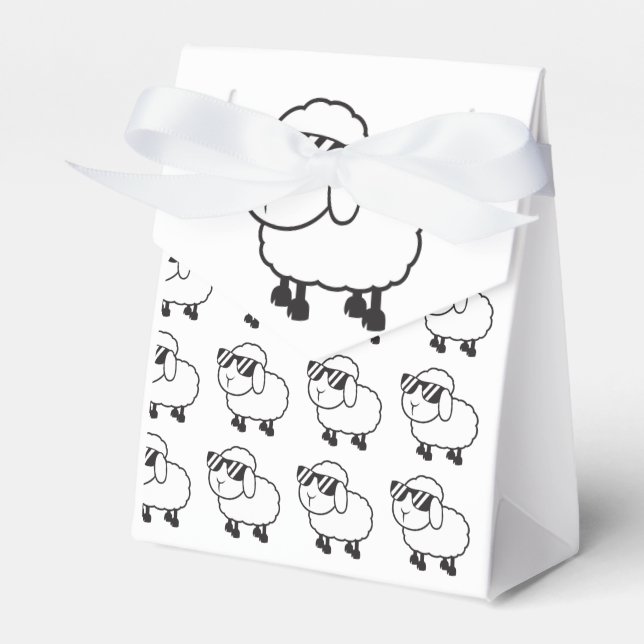 Weißes Schaf in Sonnenbrille Cartoon Geschenkschachtel (Vorderseite)