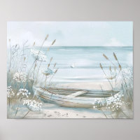 Weißes Schiff im Aquarellstil am Strand