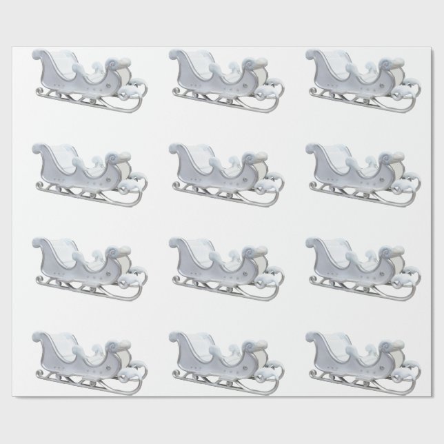 Weißes Schlittenpapier Geschenkpapier (Flach)