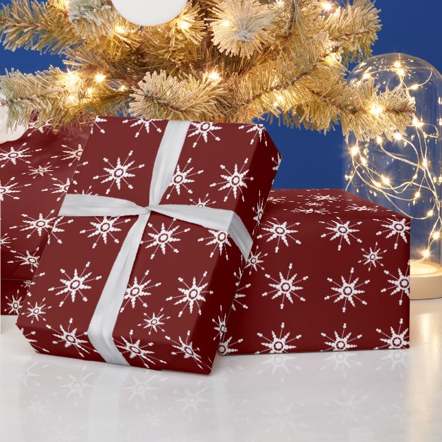 Weißes Schneeflocken, geometrisches Wrapping Paper Geschenkpapier (Feiertage)