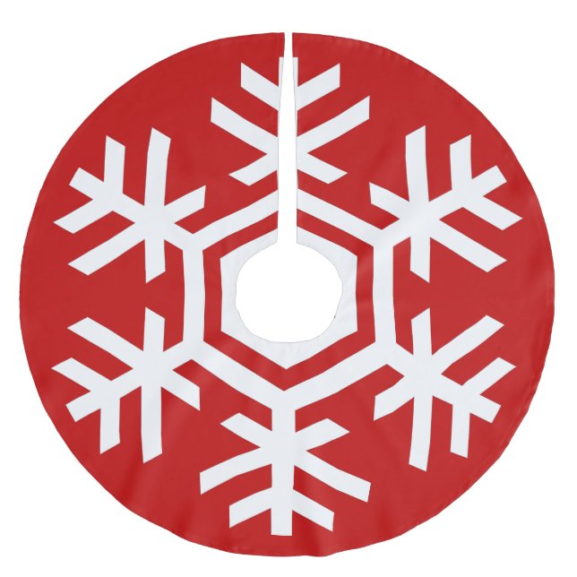 Weißes Schneeflocken zu Weihnachten Polyester Weihnachtsbaumdecke (Vorderseite)