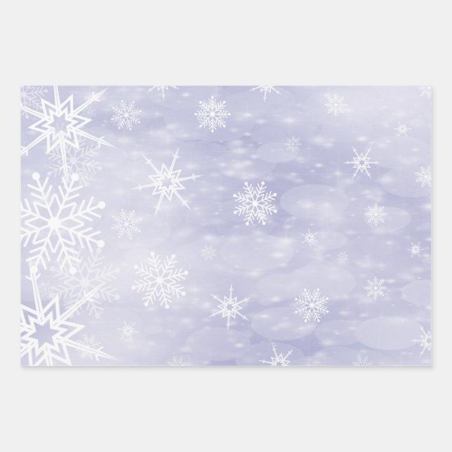 Weißes Schneeflockenpapier Geschenkpapier Set (Vorderseite)