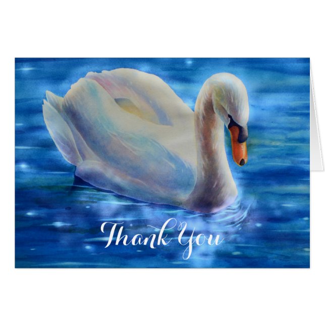 Weißes Schwan Aquarellbild, danke Karte (Vorderseite (Horizontal))