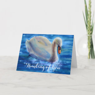 Weißes Schwan Aquarellbild, denken Sie an Sie Karte