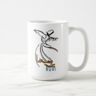 weißes, schwarzes, blaues Rumi - whirling Derwisc Kaffeetasse