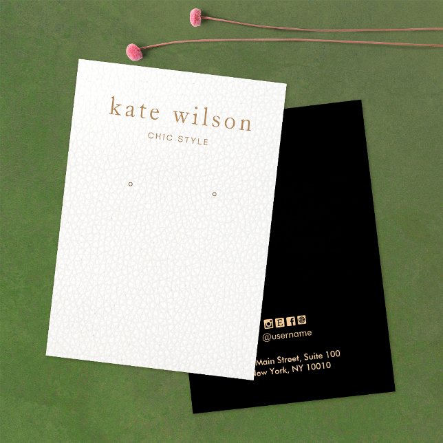 Weißes schwarzes Leder (Bild) Earring Display Card (Von Creator hochgeladen)