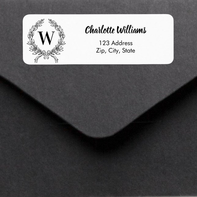 Weißes schwarzes Monogramm Anfangsbuchstabe Kranz  (Von Creator hochgeladen)