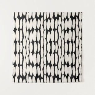 Weißes schwarzes Punktmuster. Shibori-Kreis nahtlo Wandteppich