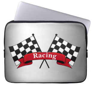 Weißes schwarzes Racing Fahnen Silver Laptop Sieb Laptopschutzhülle