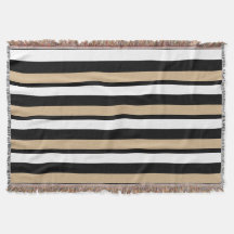 Weißes Schwarzes und Gold Striped Wurfs-Decke
