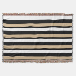 Weißes Schwarzes und Gold Striped Wurfs-Decke Decke