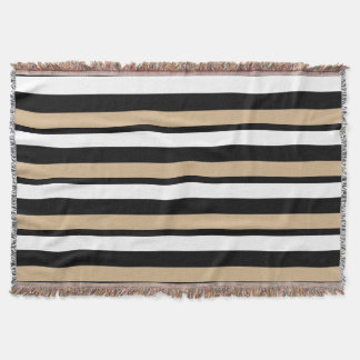 Weißes Schwarzes und Gold Striped Wurfs-Decke Decke