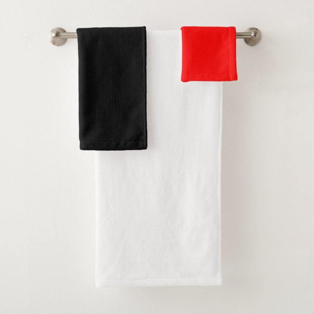 Weißes, schwarzes und rotes Badetuch Set - 3pc (Insitu)