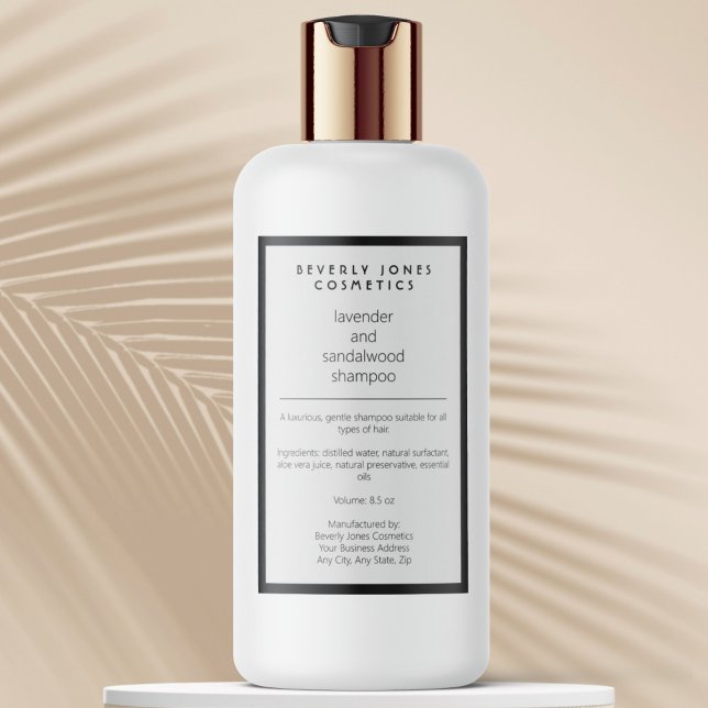 Weißes schwarzes, wasserdichtes Shampoo-Flaschenet Lebensmitteletikett (Von Creator hochgeladen)