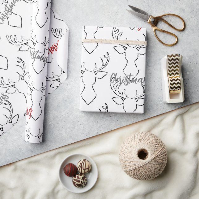 Weißes Schwarzes Weihnachtsschmuckpapier Geschenkpapier (Kunsthandwerk)