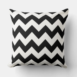 Weißes schwarzes Zig Zag Streifenkissen Kissen