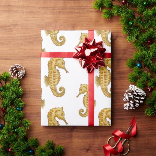 Weißes Seepferd Geschenkpapier (Feiertagsgeschenk)