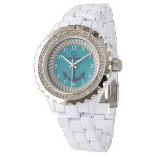 Weißes Seil und Navy Anchor Custom Armbanduhr