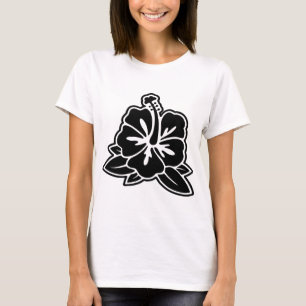 Weißes Shirt - schwarzer Hibiskus