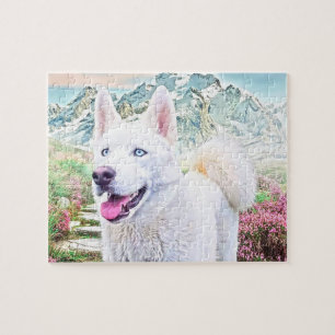 Weißes siberisches Huskyspuzzpuzzle