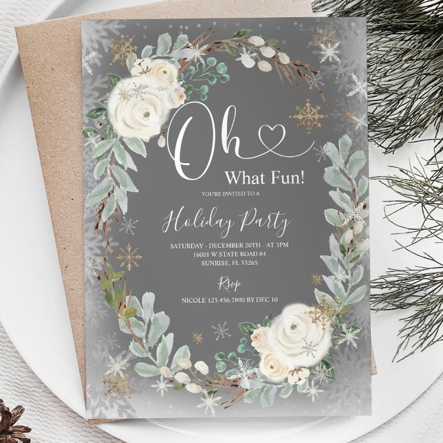 Weißes Silber Eleganter Weihnachtsurlaub Winter Einladung (Von Creator hochgeladen)