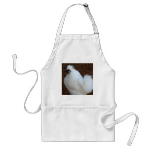 Weißes Silkie Huhn Schürze