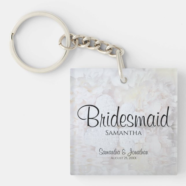 Weißes Spiegelbild Gastgeschenk Hochzeit Bridesmai Schlüsselanhänger (Vorderseite)