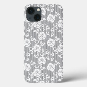 Weißes Spitzemuster auf grauem Hintergrund Case-Mate iPhone Hülle