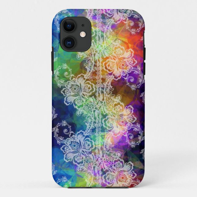 Weißes Spitzen über dem Rainbow-Gewebe Papier Case (Rückseite)