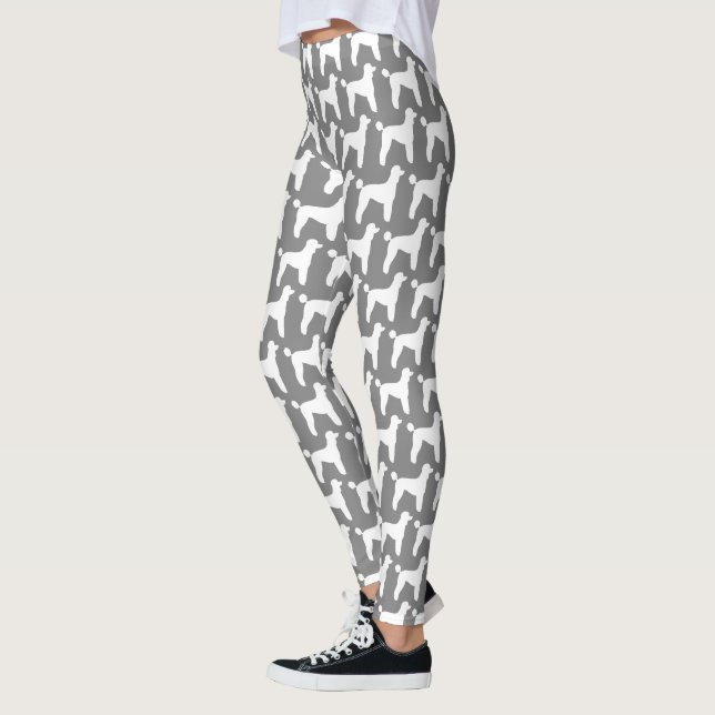Weißes Standardpudel-Silhouette-Muster Leggings (Links)