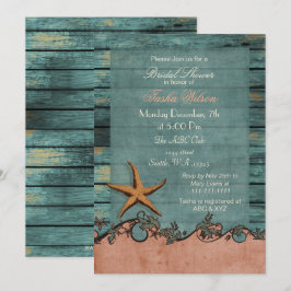 Weißes Starfish Coral Rustic Beach Brautparty Einladung
