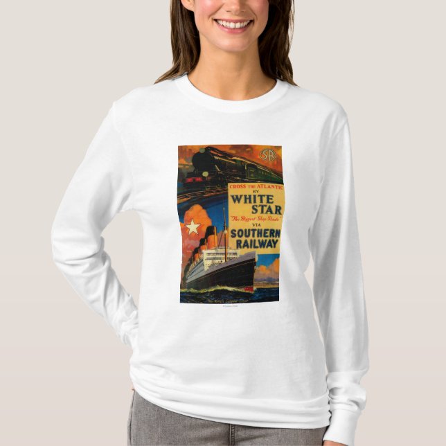 Weißes Stern SR Vintages PosterEurope T-Shirt (Vorderseite)