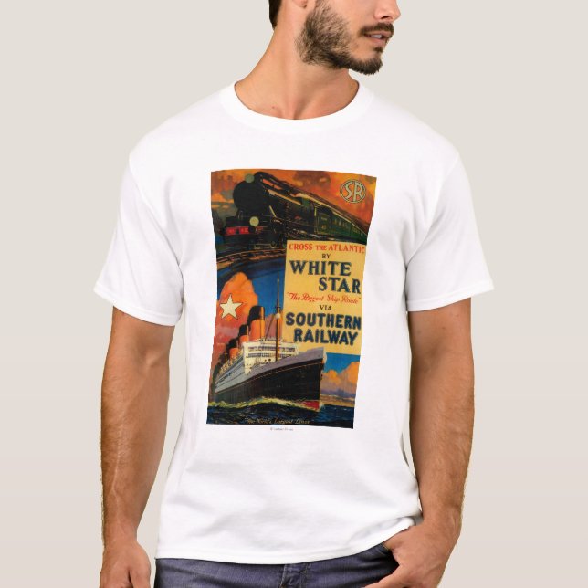 Weißes Stern SR Vintages PosterEurope T-Shirt (Vorderseite)