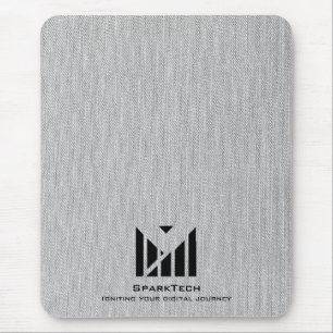 Weißes Stoffmuster Textur Elegante Monogram Logo C Mousepad