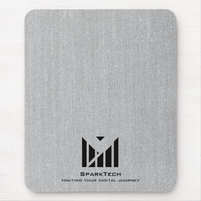 Weißes Stoffmuster Textur Elegante Monogram Logo C Mousepad (Vorne)