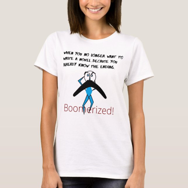 Weißes T-Shirt "Bereits kennen" Boomerang (Vorderseite)