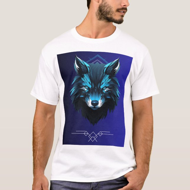weißes T-Shirt mit Design vorne Wolf  (Vorderseite)