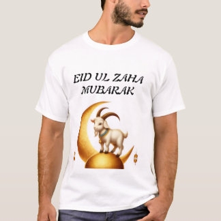 Weißes T-Shirt mit Eid mubarak Design 