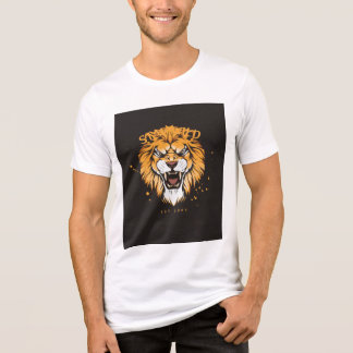 weißes T-Shirt mit halbem Ärmel und Löwendesign Tri-Blend Shirt