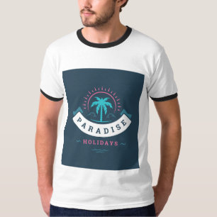 Weißes T-Shirt mit Paradise Holiday Typografie
